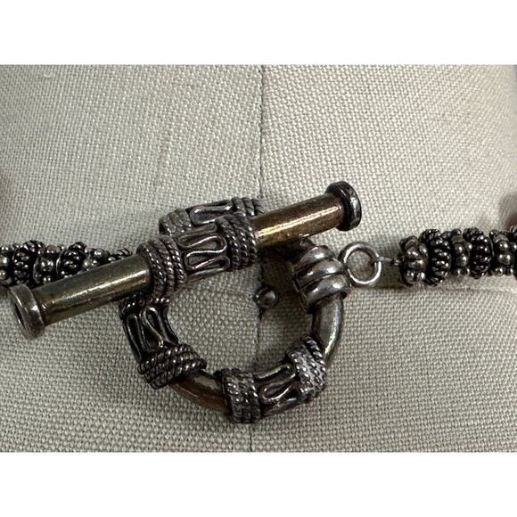 Huge Chunky Natural Red Coral & Turquoise Sterling Choker Necklace 20" - Picture 4 of 5